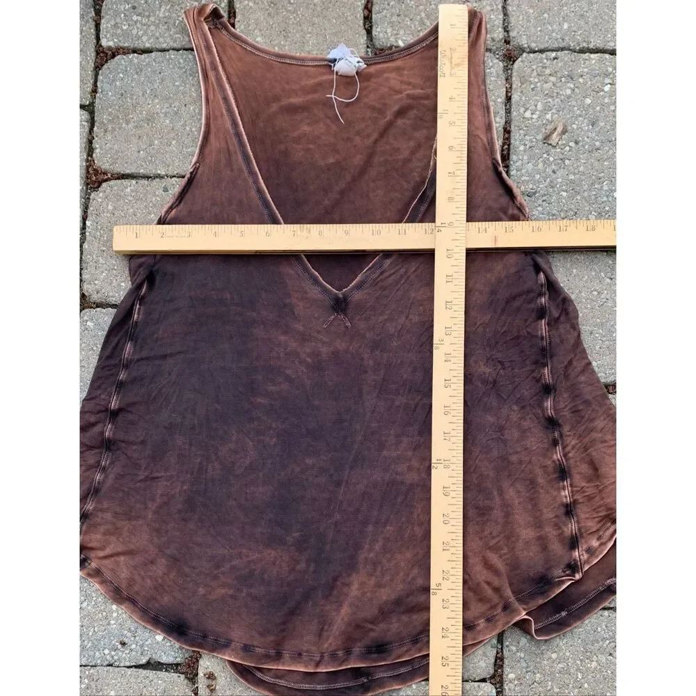 WE THE FREE PEOPLE latte brown black BURNOUT TANK TOP sz S - Picture 6 of 6
